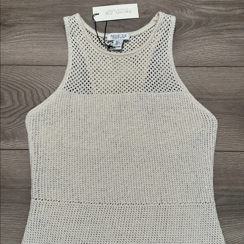 Rachel Zoe Crochet Bodycon Maxi Dress Metallic Tan Size Large - Picture 5 of 16